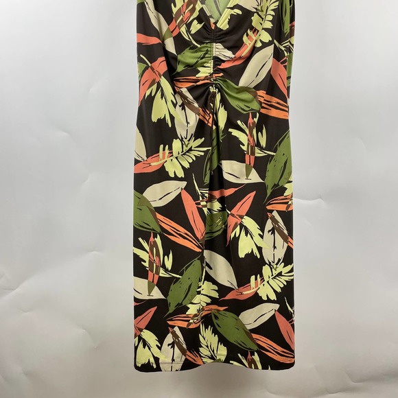 BCBGMAXAZRIA Tropical Leaves V-Neck Sheath Women's Dress - Picture 2 of 7